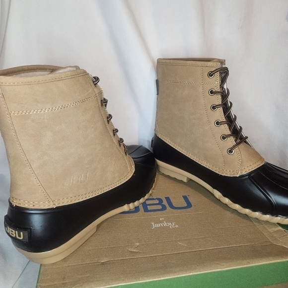 JBU Maine Waterproof Winter Duck Boot Dark Brown Beige NWT 13M Retail $80 - Picture 4 of 10